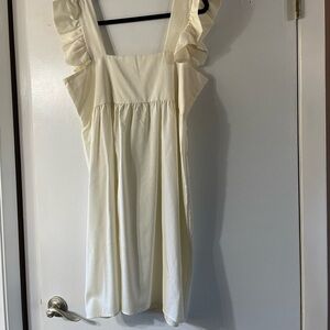 NWOT 2Hearts Cream Linen Blend Ruffle Strap Dress